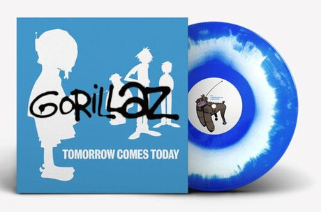 Gorillaz - Tomorrow Comes Today EP album cover and blue in white vinyl. 
