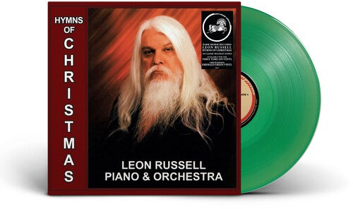 leon russell hymns of christmas album cover with a green vinyl record 