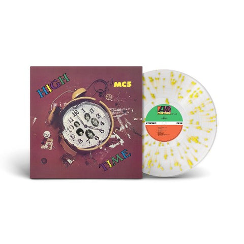 MC5 - High Time album cover and ROCKTOBER clear w/ yellow splatter vinyl.
