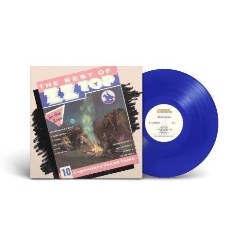 ZZ Top - The Best of ZZ Top album cover and ROCKTOBER translucent blue vinyl. 