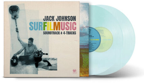 Jack Johnson - SURFILMUSIC album cover and 2LP Clear blue vinyl