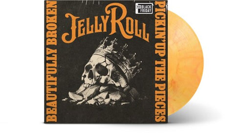 Jelly Roll - Beautifully Broken (Pickin' Up The Pieces) album cover with an orange vinyl record
