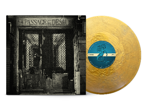 Johnny Blue Skies - Passage Du Desir album cover and gold vinyl. 