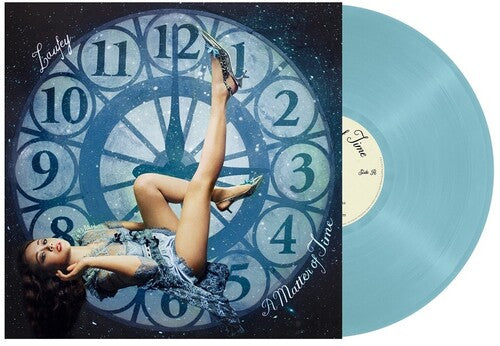 Laufey - A Matter Of Time album cover and blue vinyl. 