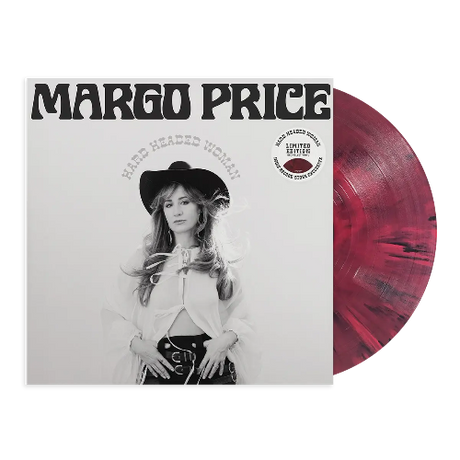 Margo Price - Hard Headed Woman album cover and red splatter vinyl. 
