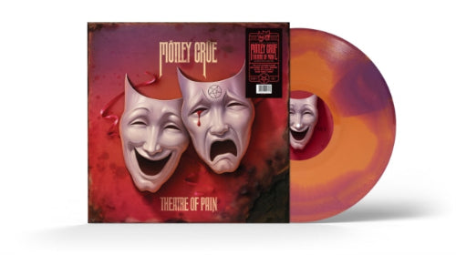 Motley Crue - Theatre of Pain album cover and purple and orange vinyl. 