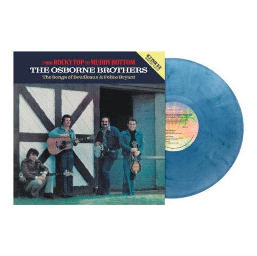 The Osborne Brothers - From Rocky Top to Muddy Bottom album cover and blue vinyl. 