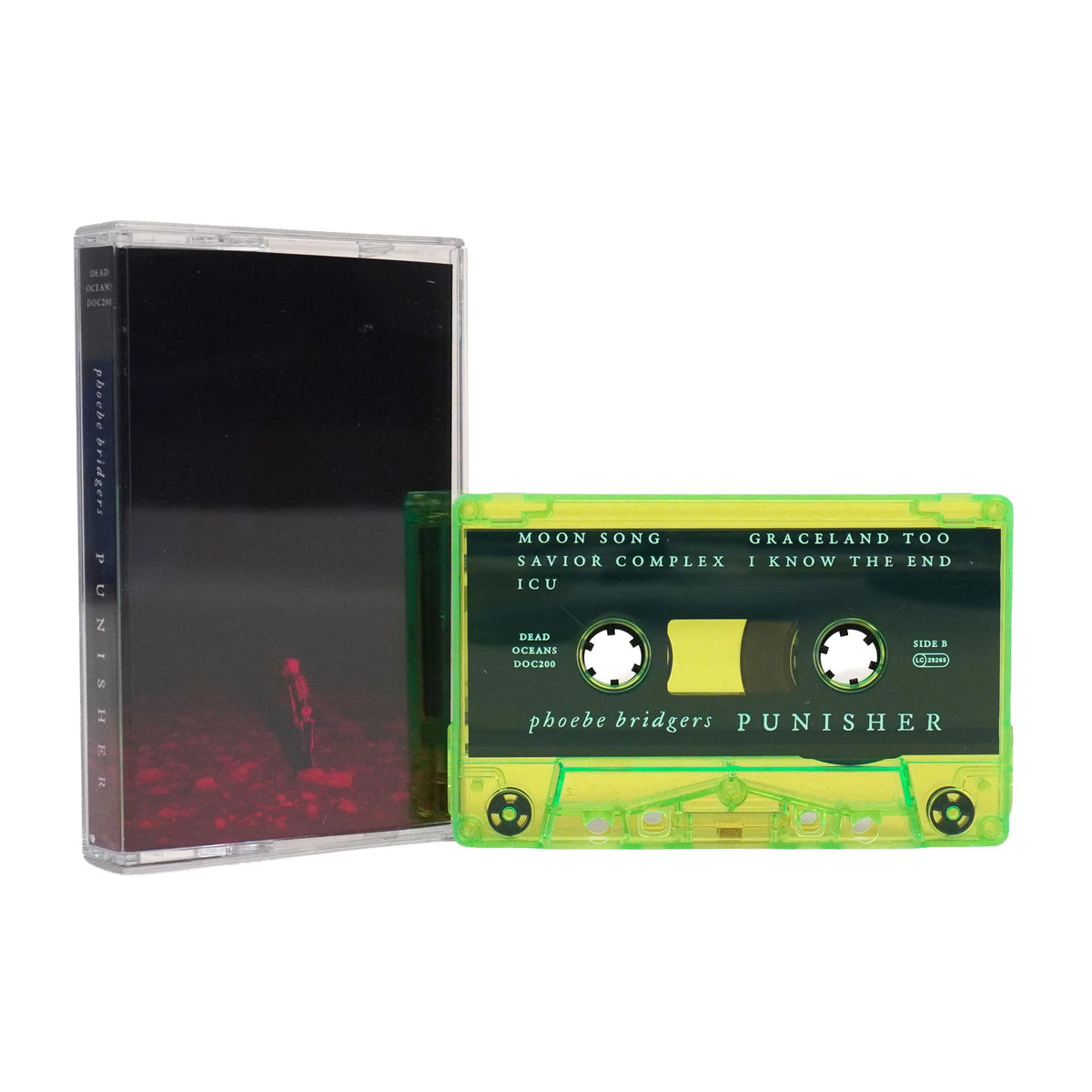 Phoebe Bridgers - Punisher cassette cover with green cassette shown