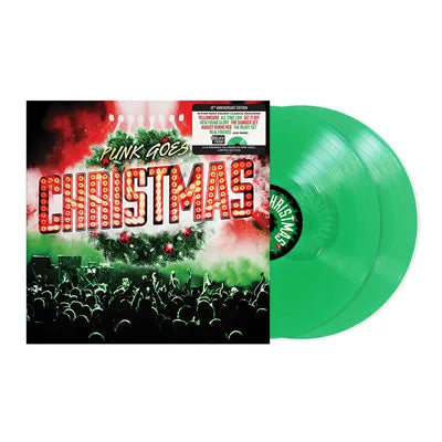 Punk Goes Christmas album cover and green vinyl record