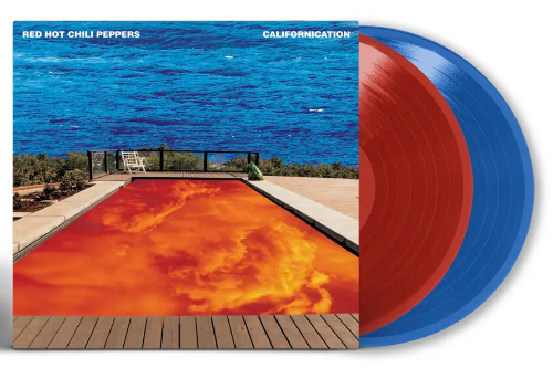 Red Hot Chili Peppers - Californication album cover and red/blue 2LP vinyl. 