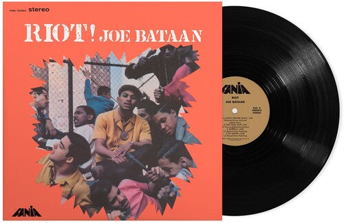 joe bataan riot album cover with a black vinyl record