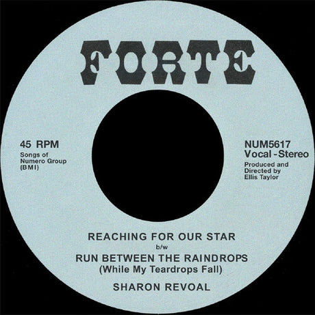 Sharon Revoal - Reaching for Our Star / Run Between the Raindrops 7" single label. 