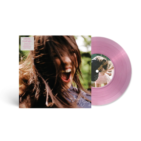 Olivia Rodrigo - Stupid Song/Stupid Song (Piano Version) 7 inch Vinyl cover with translucent pink vinyl shown