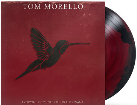 Tom Morello - Everyone Gets Everything They Want album cover and red/black swirl vinyl