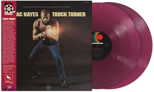 isaac hayes truck turner soundtrack album cover with two purple vinyl records 