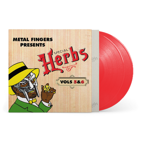 Metal Fingers Presents: Special Herbs Vol. 5 & 6 album cover and 2LP red vinyl. 