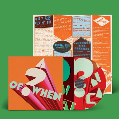Panda Bear & Sonic Boom "A question of when" album cover shown with a colorful CD and a lyric insert sheet