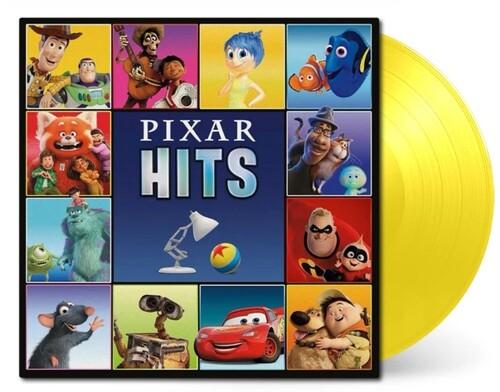 Various Artists - Pixar Hits album cover and yellow vinyl. 