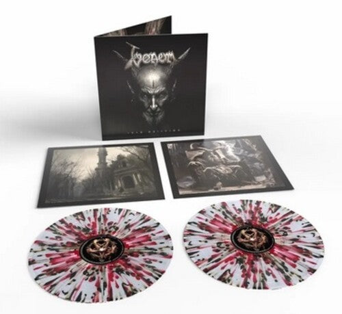 Venom - Into Oblivion album cover and 2LP splatter vinyl