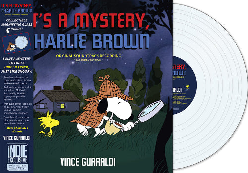 Vince Guaraldi - It's a Mystery, Charlie Brown album cover and clear vinyl. 