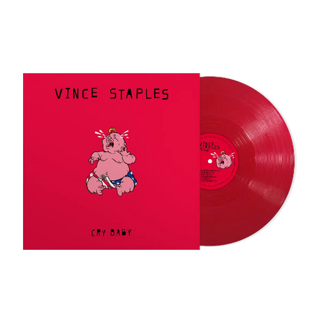 Vince Staples - Cry Baby album cover and red vinyl. 