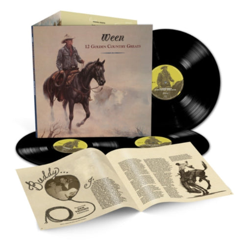 Ween - 12 Golden Country Greats album cover, insert booklet, and 3LP vinyl. 