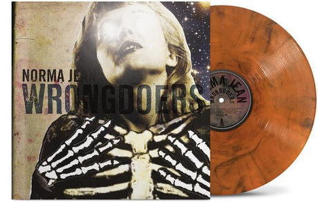 norma jean wrongdoers album cover with a brown vinyl record 