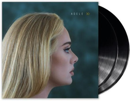 Adele 30 album cover with 2 black vinyl records