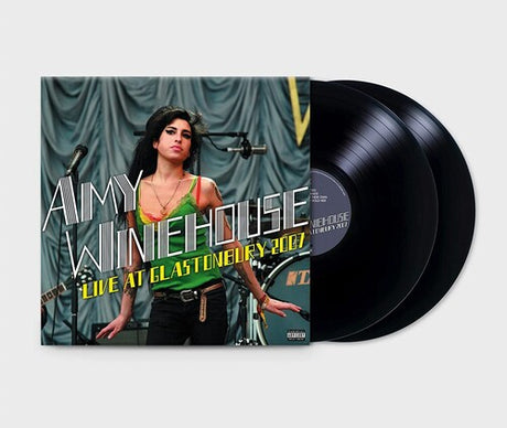 Amy Winehouse - Live at Glastonbury 2007 album cover and 2 black vinyl.