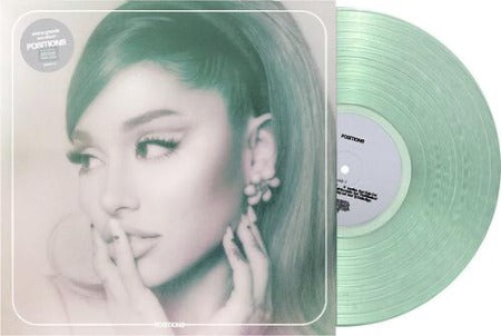 Ariana Grande - Positions album cover with coke bottle clear vinyl
