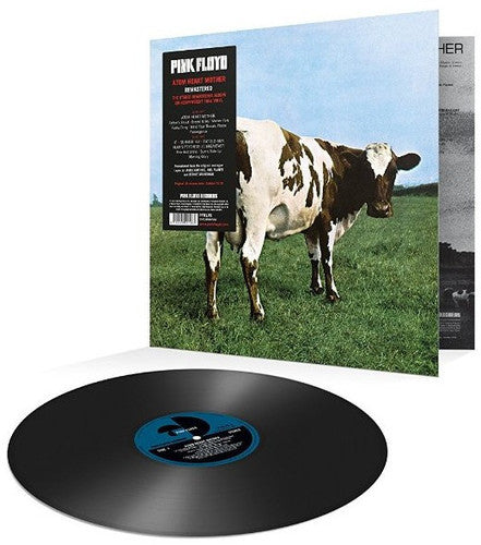 Pink Floyd - Atom Heart Mother album cover shown with black vinyl. 