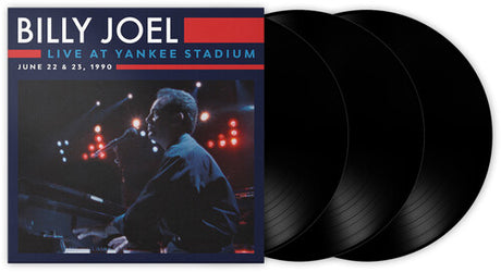 Billy Joel - Live At Yankee Stadium album cover and 3 black vinyl.