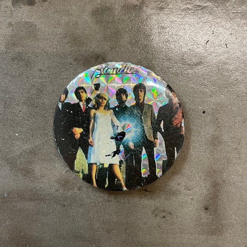 Blondie Holographic Pin front - band members with holographic backdrop