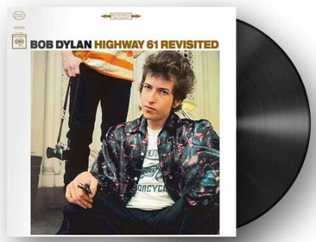 Bob Dylan - Highway 61 Revisited album cover with black vinyl record