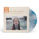 Cage the Elephant - Tell Me I'm Pretty album cover and clear with white & blue swirl vinyl record