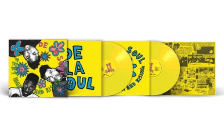 De la Soul - 3 Feet High and Rising album cover with 2 yellow colored vinyl records and inner record sleeves