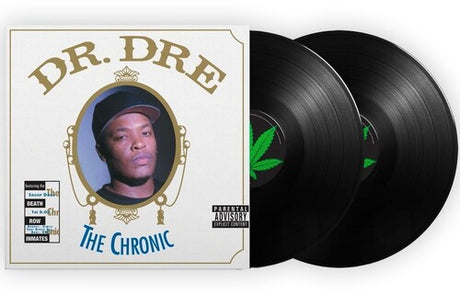 Dr. Dre - The Chronic album cover and 2 black vinyl.