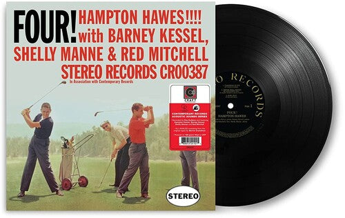 Hampton Hawes / Barney Kessel / Shelly Manne / Red Mitchell - Four! album cover and black vinyl.