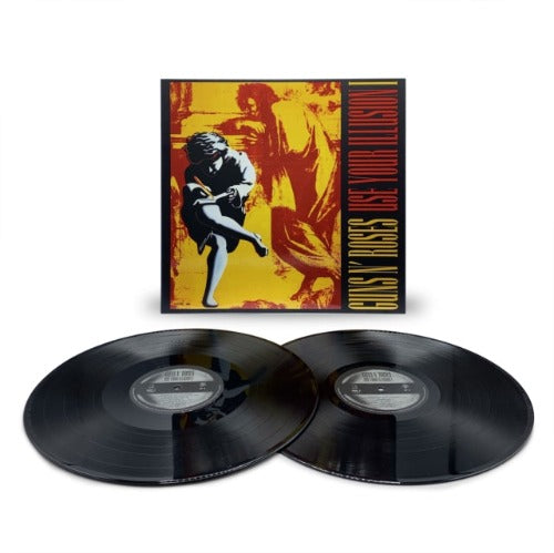 Guns N' Roses - Use Your Illusion I album cover and 2 black vinyl.