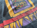 Vintage Live Mental Jewelry 1990's Black T-Shirt - Close Up Of Live Mental jewelry Red Purple and Yellow Album Cover Design and Cracking to graphic