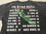 Vintage Pantera Tour Shirt - Close up photo of backside of shirt showing Far Beyond Driven tour dates and image of drill behind tour dates