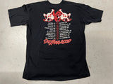 Vintage Motley Crue Dr. Feel Good Tour Shirt - Photo of backside of shirt showing Dr. Feelgood Tour tades and two skull and crossbones
