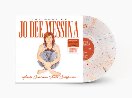 Heads Carolina, Tails California: The Best Of Jo Dee Messina album cover shown with white and splatter color vinyl record
