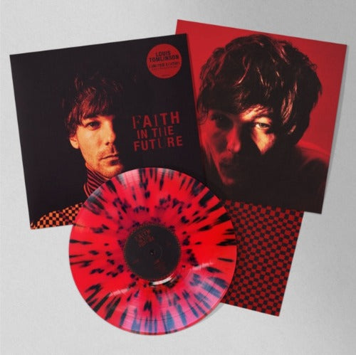 Louis Tomlinson - Faith In The Future album cover and Red & Black Splatter Vinyl.
