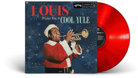 Louis Armstrong - Louis Wishes You a Cool Yule album cover and red vinyl.
