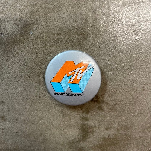 MTV Orange and Blue against silver back pin