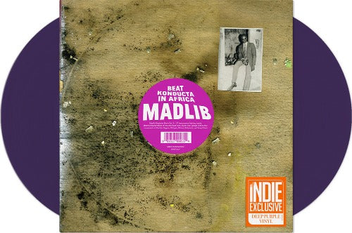 Madlib - Medicine Show No. 3: Beat Konducta In Africa album cover, with 2 deep purple colored vinyl records