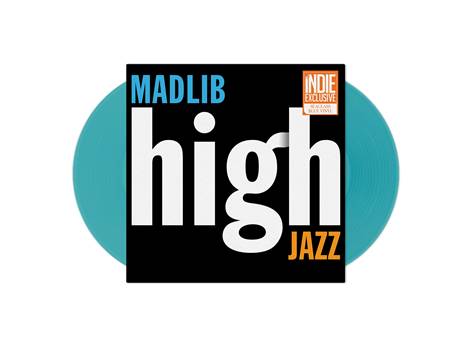 Madlib - High Jazz - Medicine Show #7 album cover with two sea-blue colored vinyl records