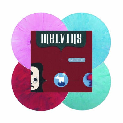 Melvins - Five Legged Dog album cover with 4 colored vinyl records in shades of blue & pink