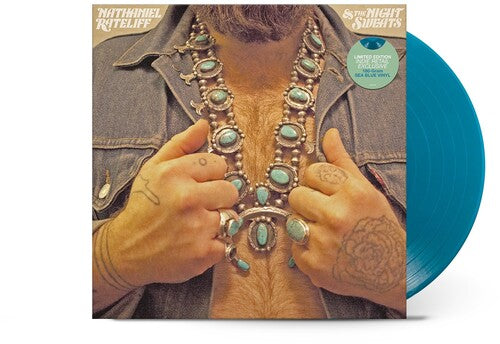 Nathaniel Rateliff & the Night Sweats album cover and blue vinyl.
